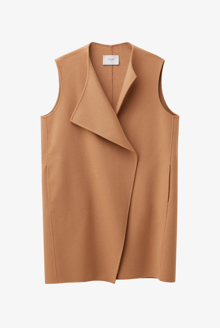 Longline double-faced cashmere gilet