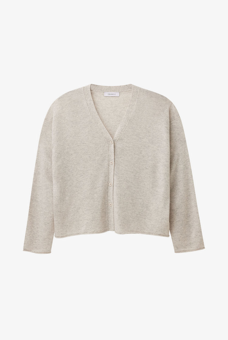 Loose-fit V-neck cashmere/wool cardigan