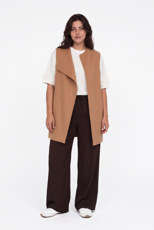 Longline double-faced cashmere gilet