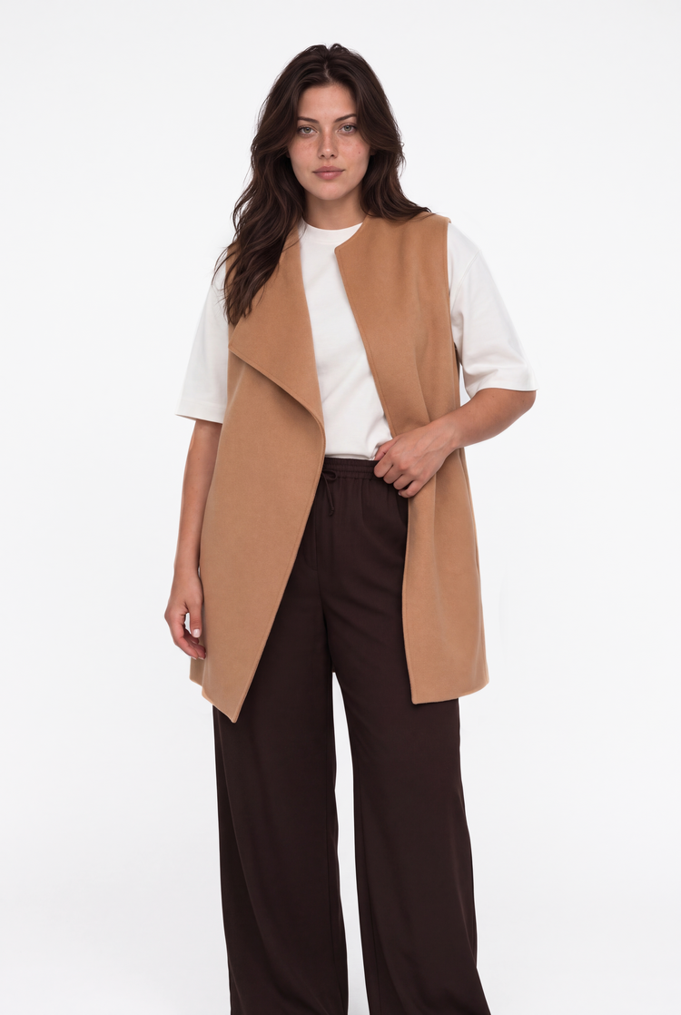 Longline double-faced cashmere gilet
