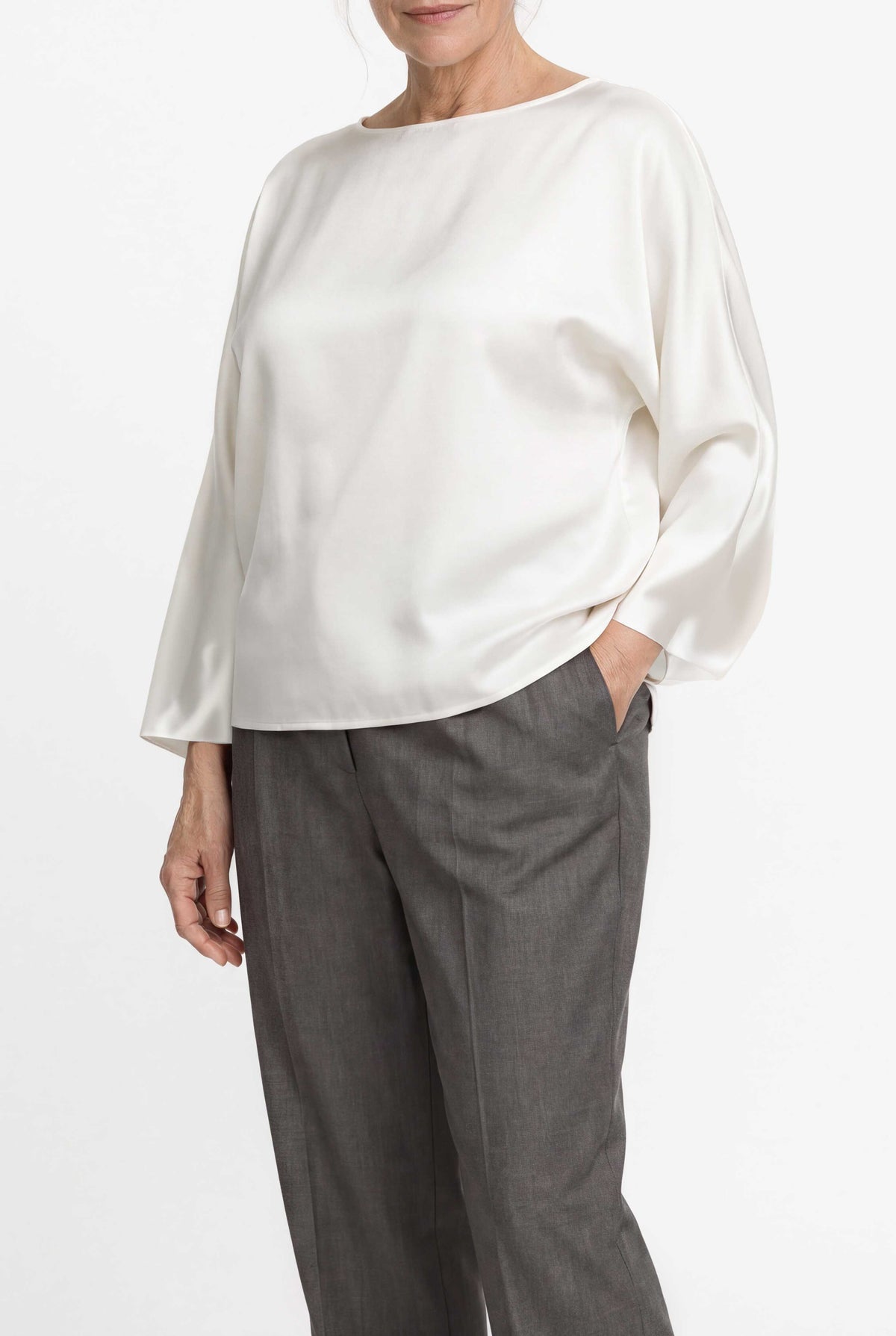 Signature long sleeved silk top