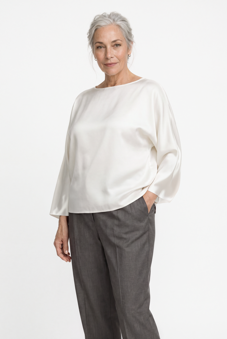 Signature long sleeved silk top
