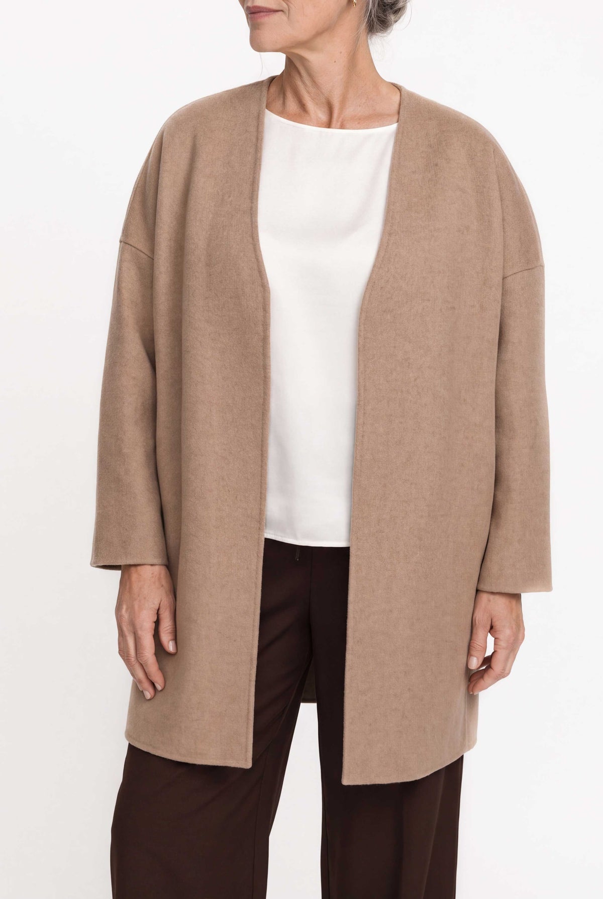 Relaxed-fit double-faced cashmere coat