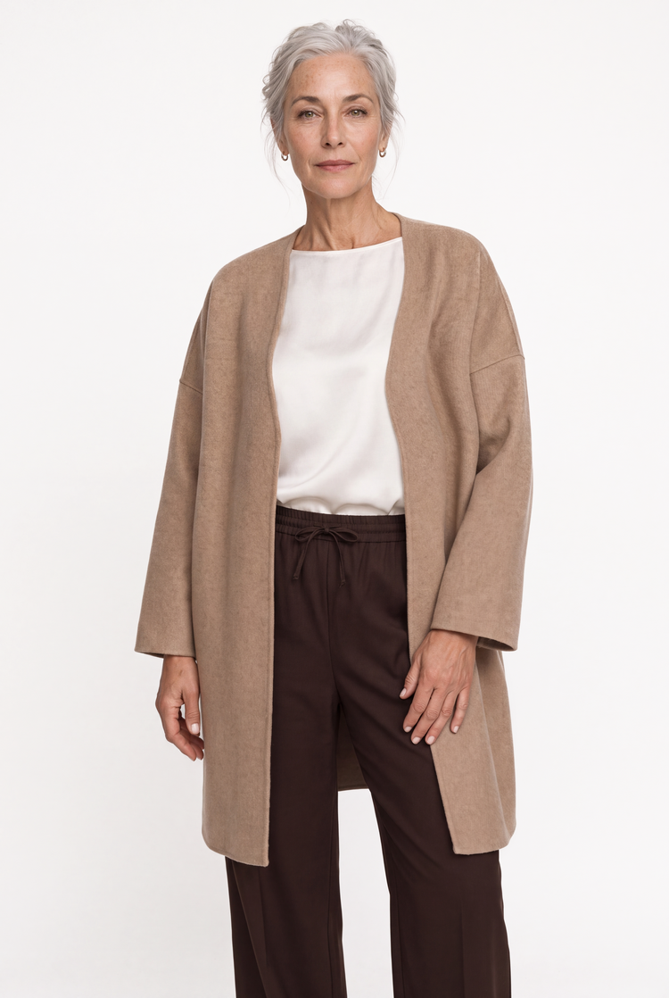 Relaxed-fit double-faced cashmere coat