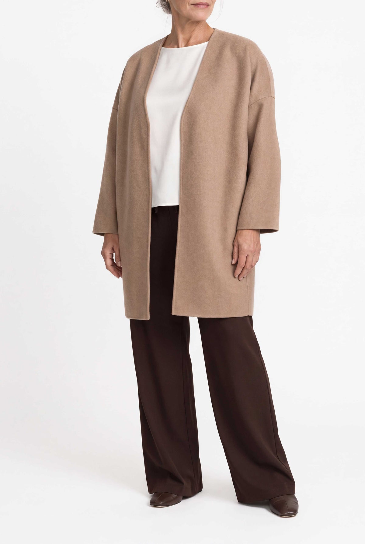 Relaxed-fit double-faced cashmere coat