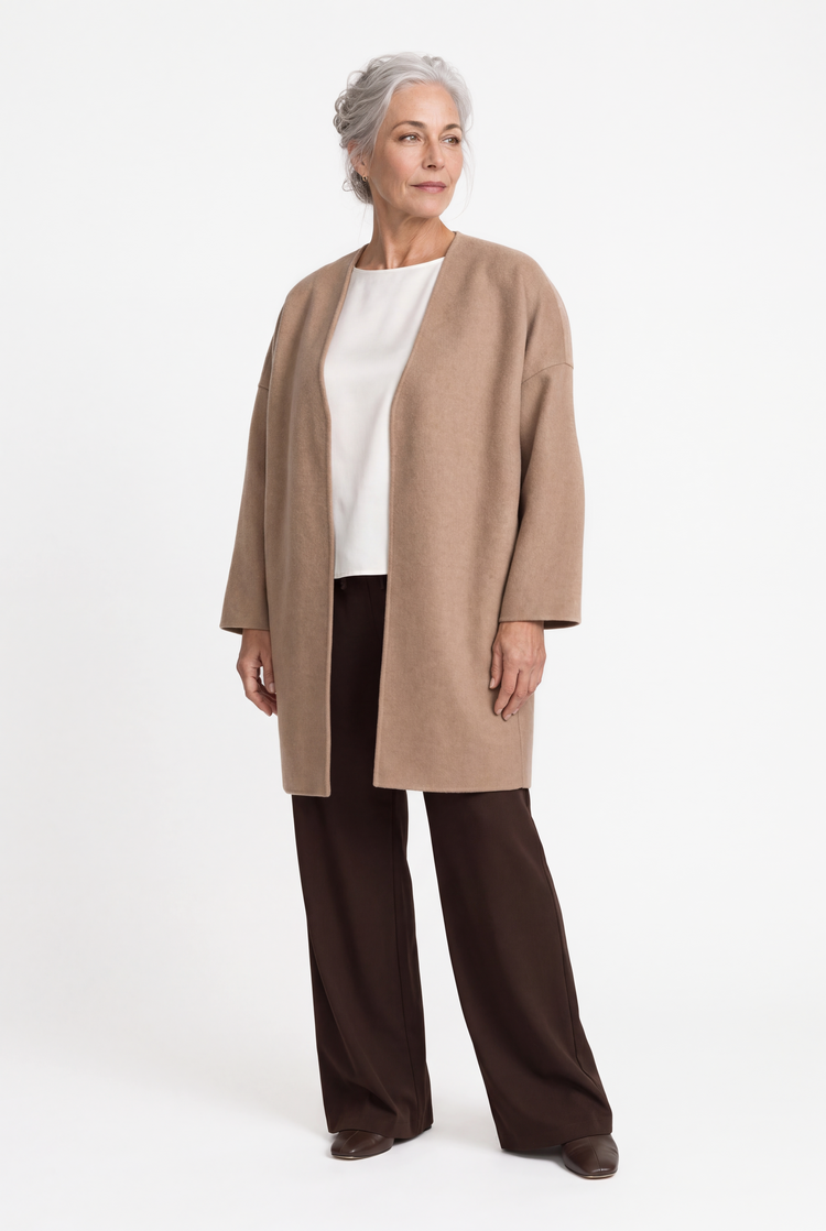 Relaxed-fit double-faced cashmere coat