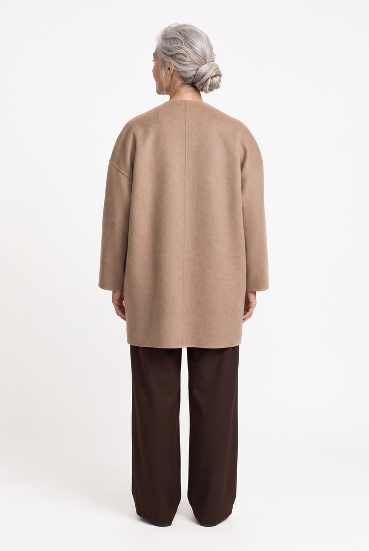 Relaxed-fit double-faced cashmere coat
