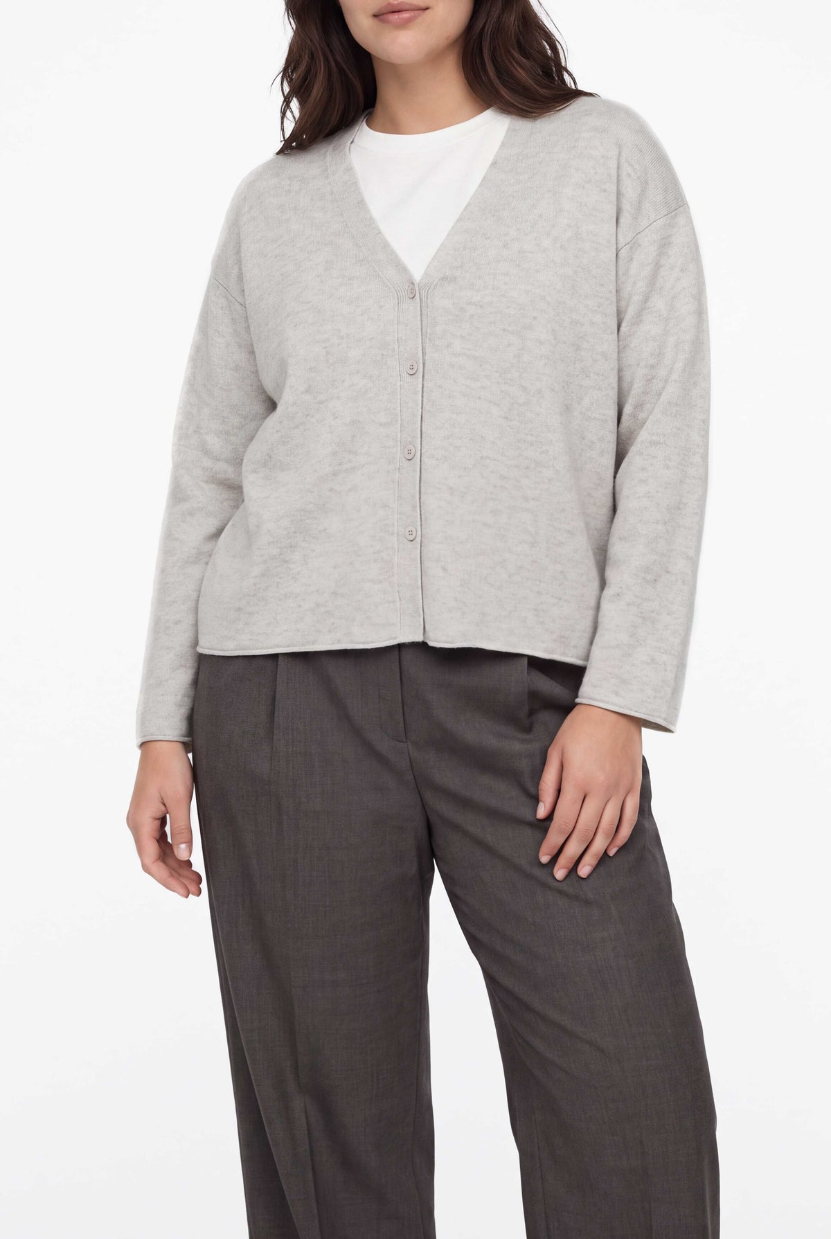 Loose-fit V-neck cashmere/wool cardigan