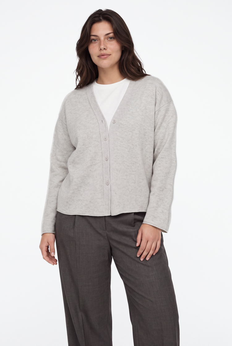 Loose-fit V-neck cashmere/wool cardigan