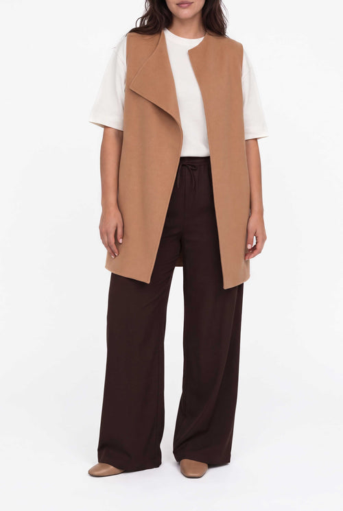 Longline double-faced cashmere gilet
