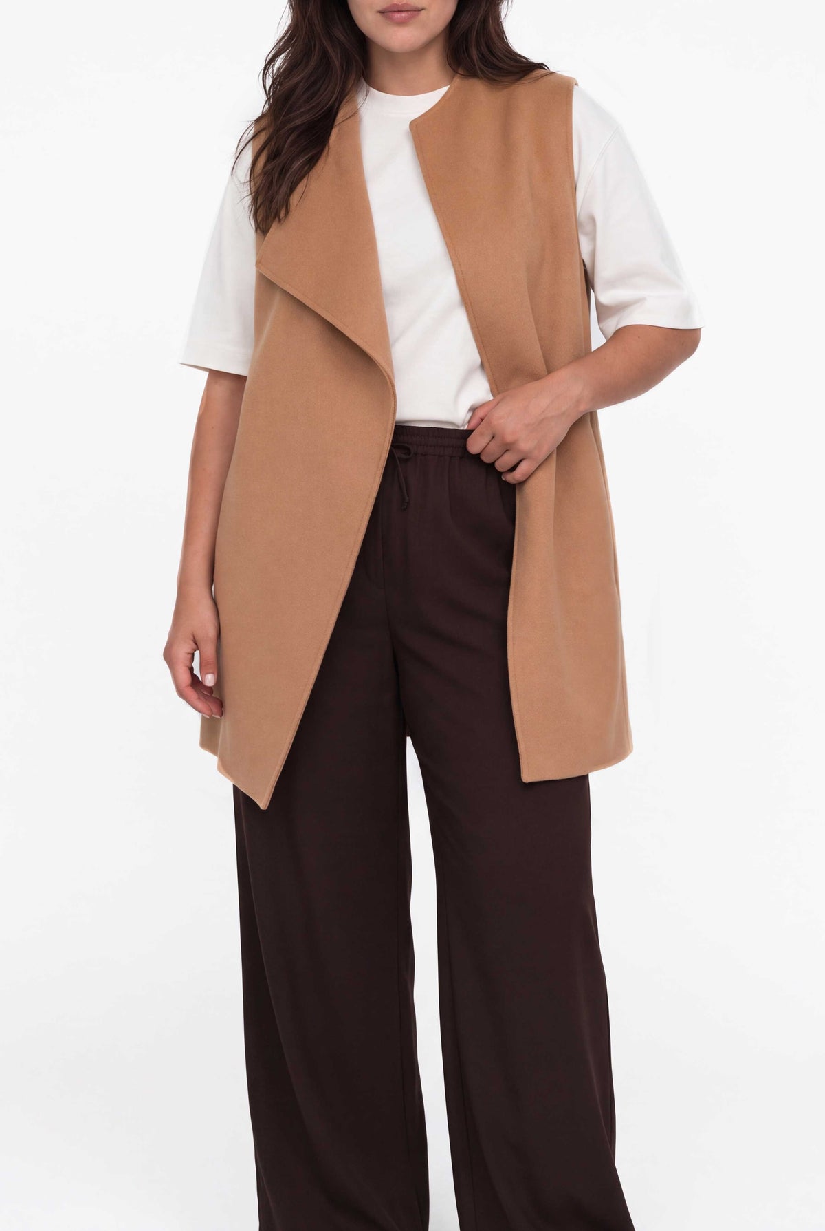 Longline double-faced cashmere gilet